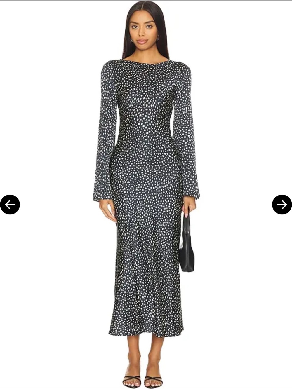 STONE COLD FOX × REVOLVE Frankie Midi Dress in
Black & White Dot